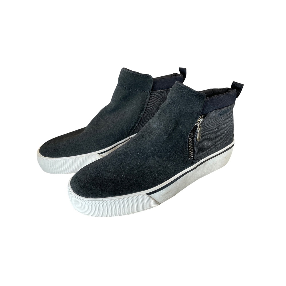 Keds Triple Up Mid Zip Black Suede Twill Platform Sneakers WH64937 Womens 8